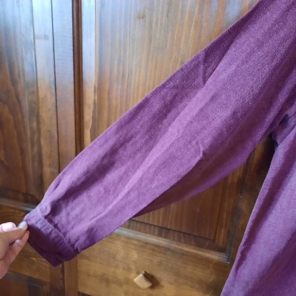 L.L. Bean 100% cotton burgundy flannel button down shirt 0 WU88 size large - Picture 6 of 10